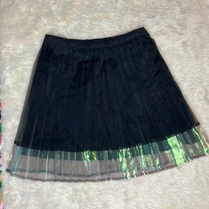 NWOT Minkpink Pleated Black and Sheer Holographic Skirt
